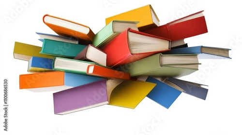 Free Download Colorful Floating Books on a White Background - GFXLoad