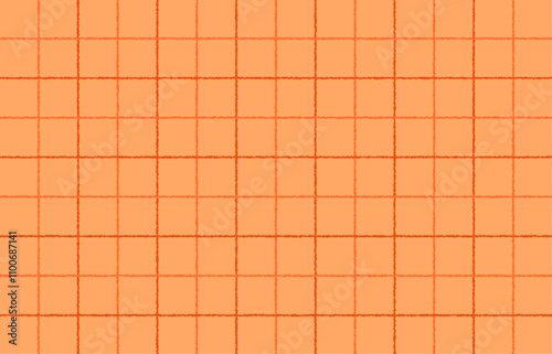 手書き感のあるオシャレなチェック柄（赤・オレンジ）、暖色、シンプル、タッタソールチェック、二重格子、背景素材