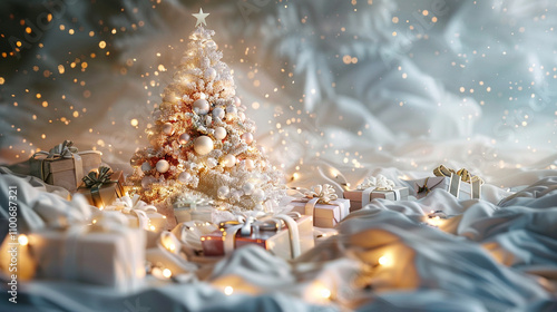 a majestic christmas tree glowing with white light 