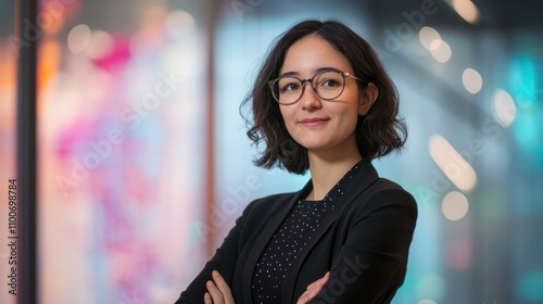 Female engineer spearheading innovations in cyber security and data protection photo