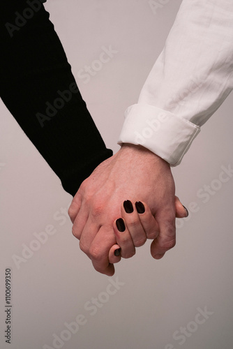 Couple in love. Romantic couple holding hands. Couple sensual touch. Hands of lovers. Hands of love. Sensual hands concept. Tender couple. Romance