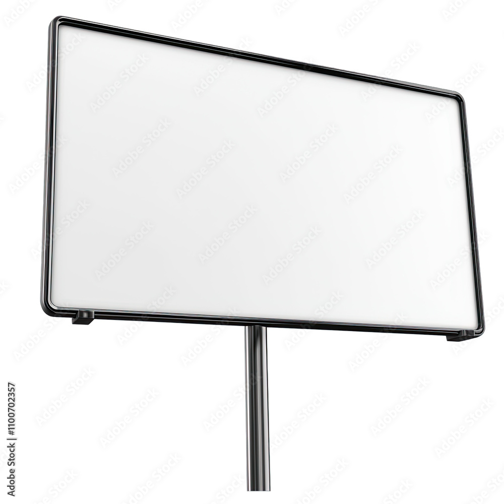 Blank advertising sign on metal pole, ready for customization Blank advertising sign on metal pole, ready for customization