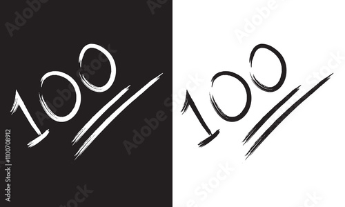 100 logo design in brush strokes. Vector illustration.