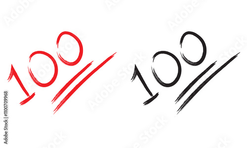 100 logo design in brush strokes. Vector illustration.