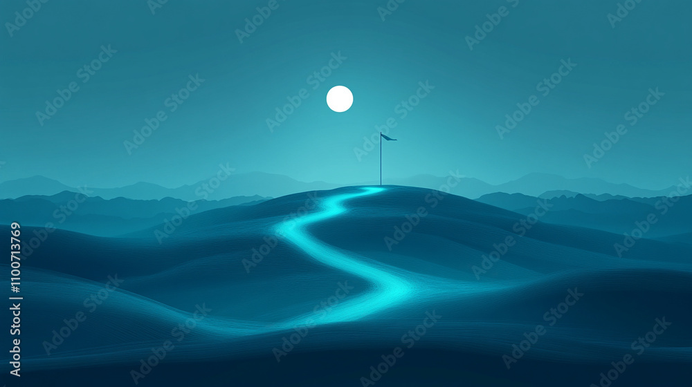 Fototapeta premium glowing path stretches out, bathed in light, symbolizing guidance, hope, and the journey ahead, leading toward an uncertain yet promising future