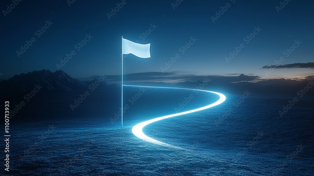 Fototapeta premium glowing path stretches out, bathed in light, symbolizing guidance, hope, and the journey ahead, leading toward an uncertain yet promising future