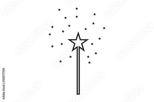 Magic wand icon symbol. Magic wand with star icon. vector illustration.