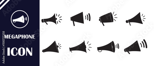 set of Megaphone icon vector and Loudspeaker megaphone symbol on white background.