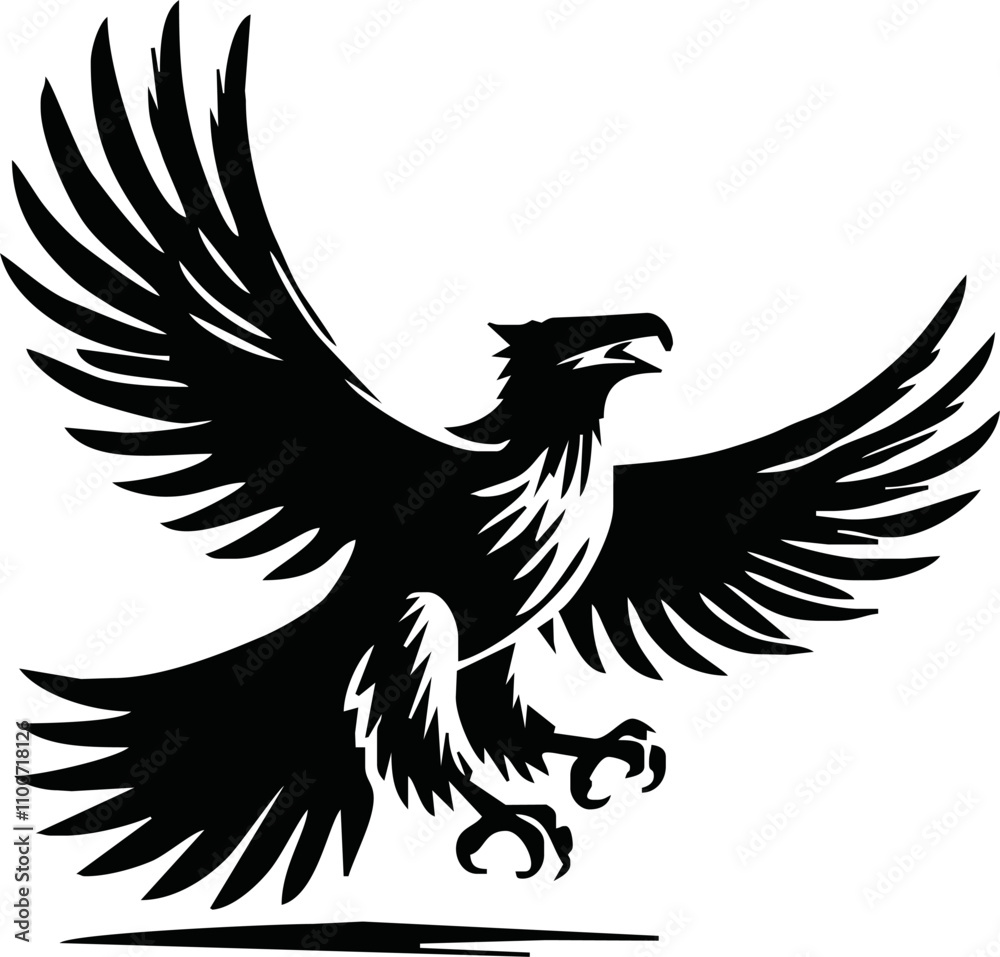 Obraz premium Eagle, silhouette of eagle, Eagle logo, icon, Logo, Vector graphic of eagle icon. Black and White Silhouette EPS10