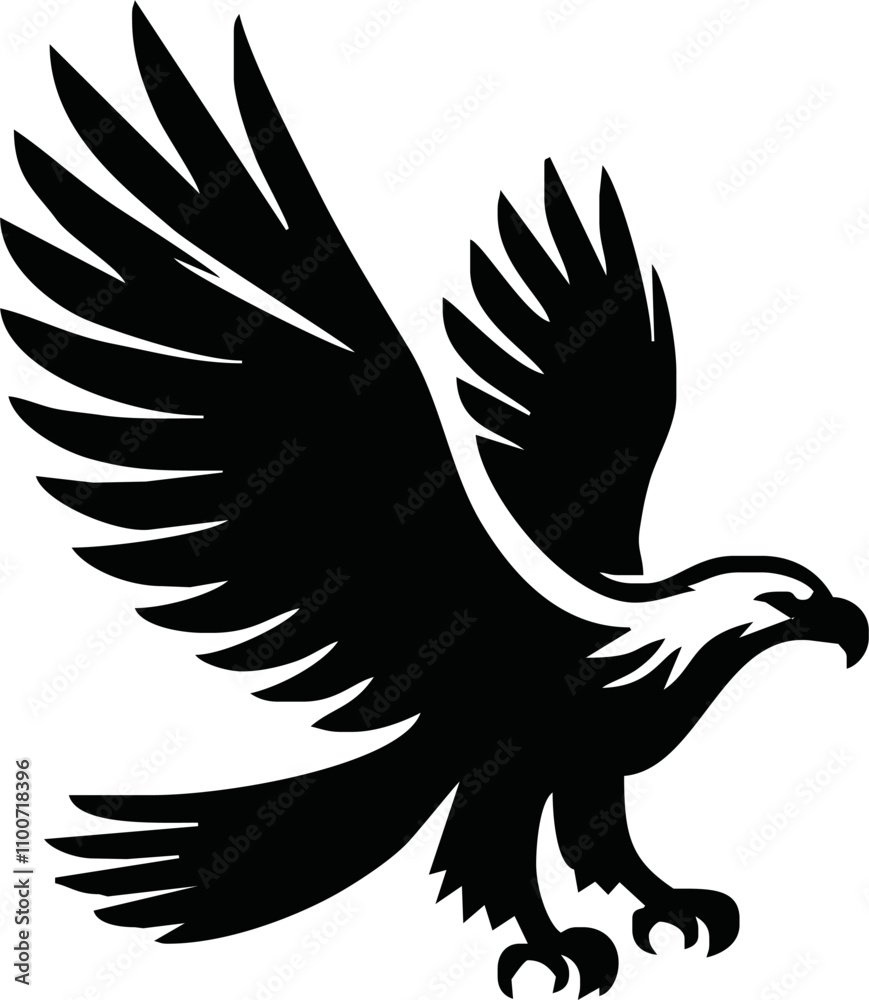 Obraz premium Eagle, silhouette of eagle, Eagle logo, icon, Logo, Vector graphic of eagle icon. Black and White Silhouette EPS10