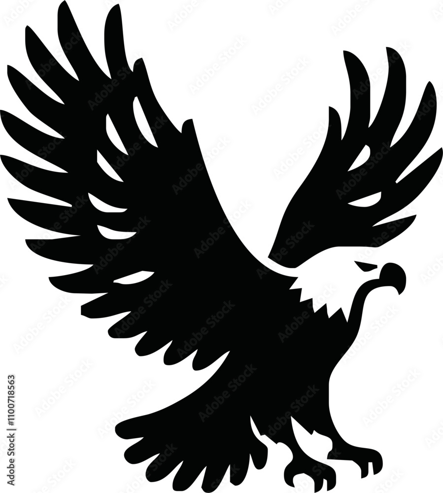 Obraz premium Eagle, silhouette of eagle, Eagle logo, icon, Logo, Vector graphic of eagle icon. Black and White Silhouette EPS10