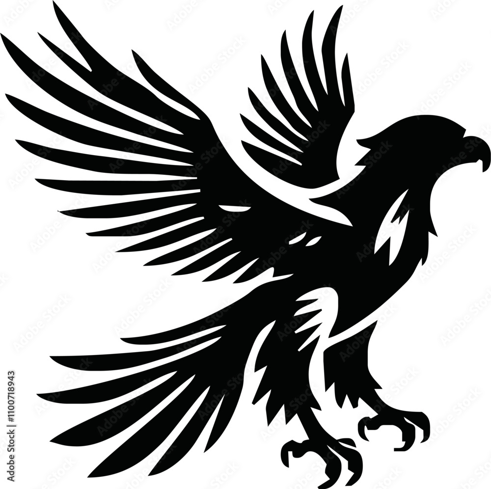 Obraz premium Eagle, silhouette of eagle, Eagle logo, icon, Logo, Vector graphic of eagle icon. Black and White Silhouette EPS10