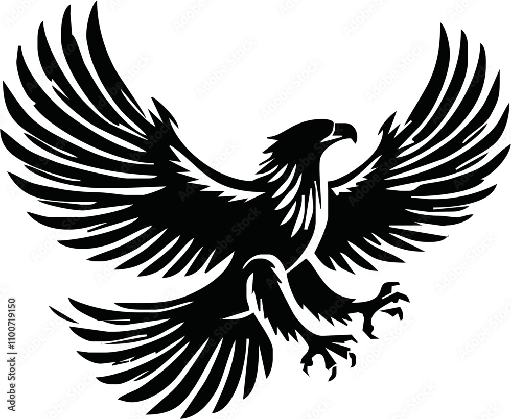 Obraz premium Eagle, silhouette of eagle, Eagle logo, icon, Logo, Vector graphic of eagle icon. Black and White Silhouette EPS10