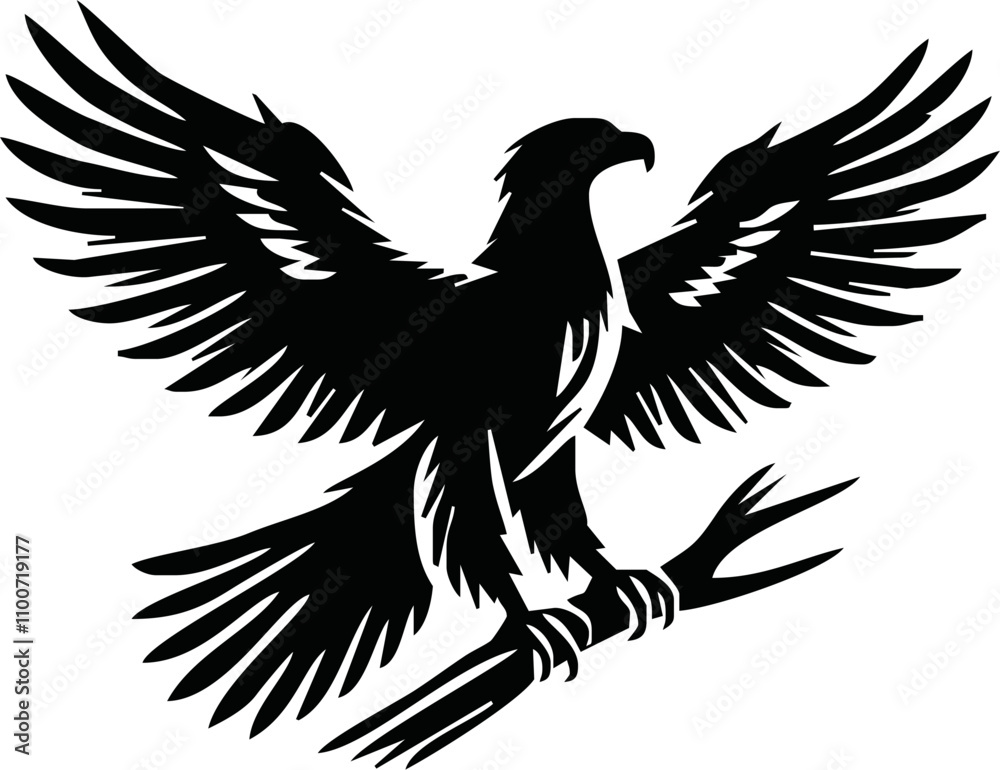 Obraz premium Eagle, silhouette of eagle, Eagle logo, icon, Logo, Vector graphic of eagle icon. Black and White Silhouette EPS10