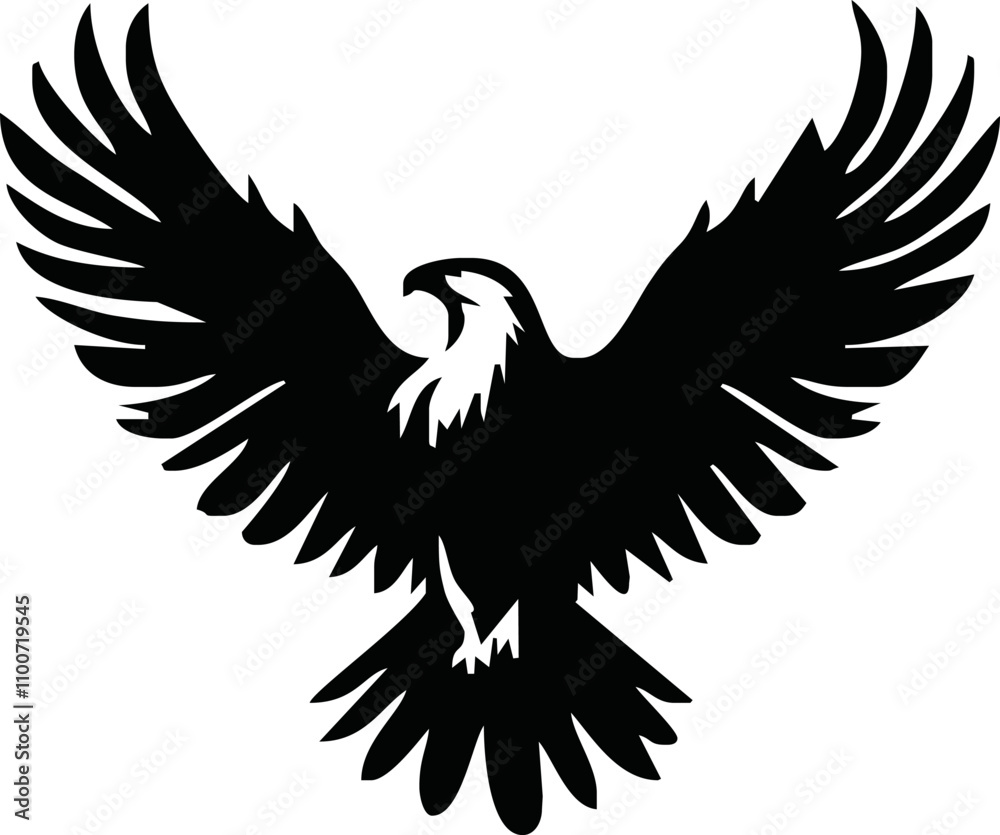 Obraz premium Eagle, silhouette of eagle, Eagle logo, icon, Logo, Vector graphic of eagle icon. Black and White Silhouette EPS10