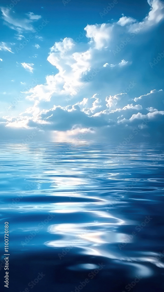 Obraz premium Calming ripples spreading across a tranquil water surface, capturing a peaceful, meditative atmosphere with soft reflections and gentle motion. 