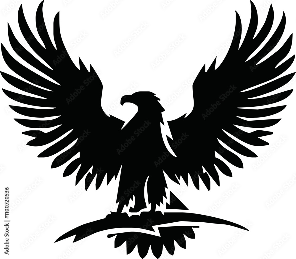 Obraz premium Eagle, silhouette of eagle, Eagle logo, icon, Logo, Vector graphic of eagle icon. Black and White Silhouette EPS10