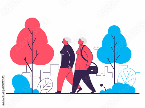 Senior Women Enjoying a Walk in the Park