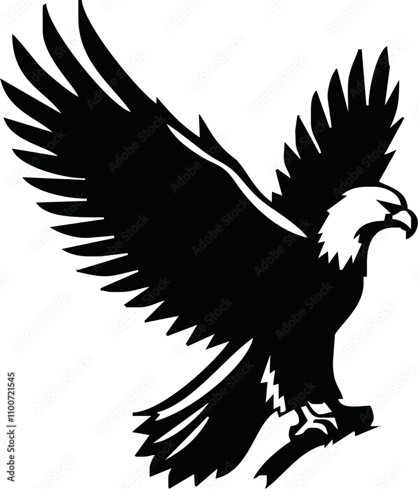 Obraz premium Eagle, silhouette of eagle, Eagle logo, icon, Logo, Vector graphic of eagle icon. Black and White Silhouette EPS10