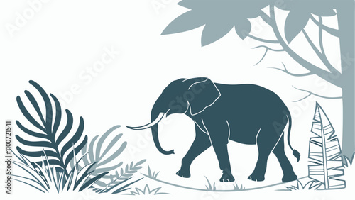 Elephant in the Jungle: Wildlife Silhouette