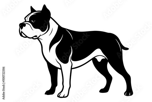 Alapaha Blue Blood Bulldog Silhouette Vector Illustration