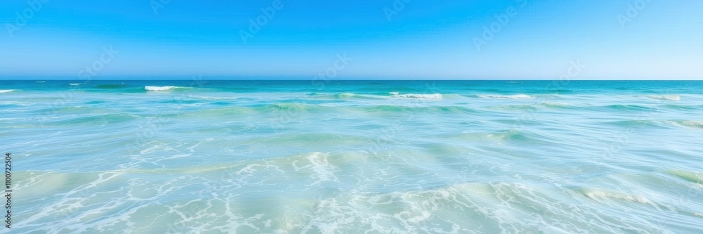 Obraz premium A serene ocean background with gentle waves and a clear blue sky, peaceful, ocean