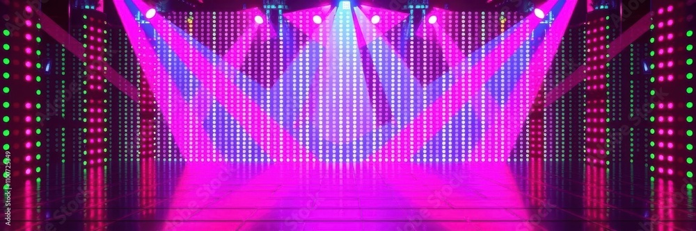 Obraz premium Blurred pink disco lights creating a mesmerizing matrix background, colorful, vibrant