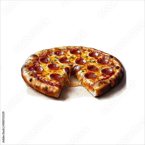 Pizza Vector illustration. Slice of pizza on a white background.
