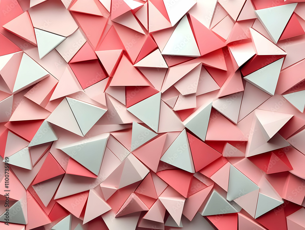 Obraz premium Pink and White 3D Triangular Abstract Background