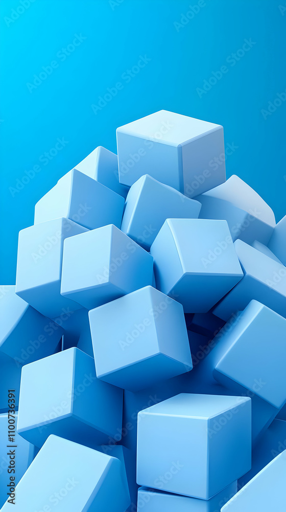 Obraz premium Blue Cube 3D Illustration