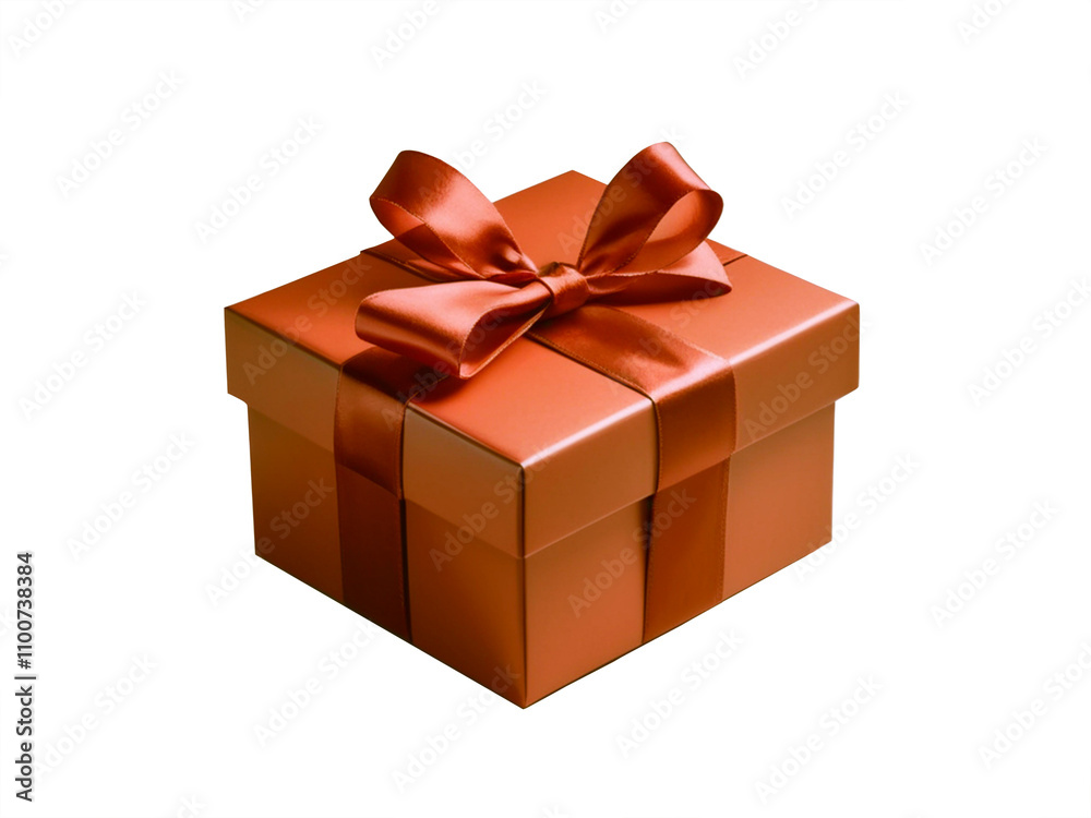 Fototapeta premium Red gift box with ribbon isolated on transparent background, cutout