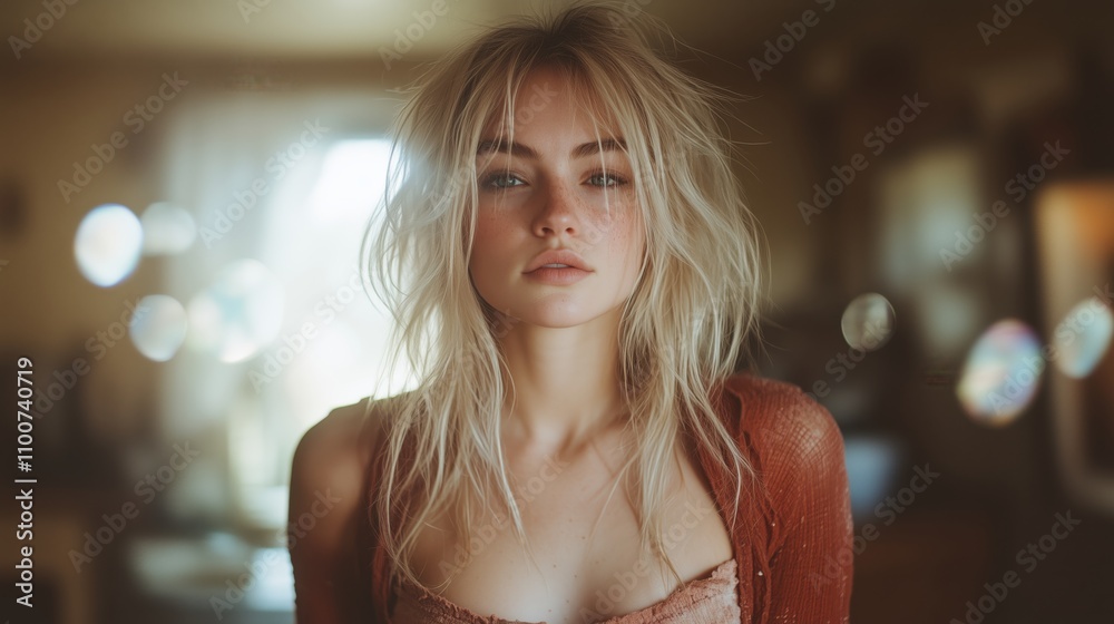 Fototapeta premium Melancholy Muse: A Moment in Music's Glow
