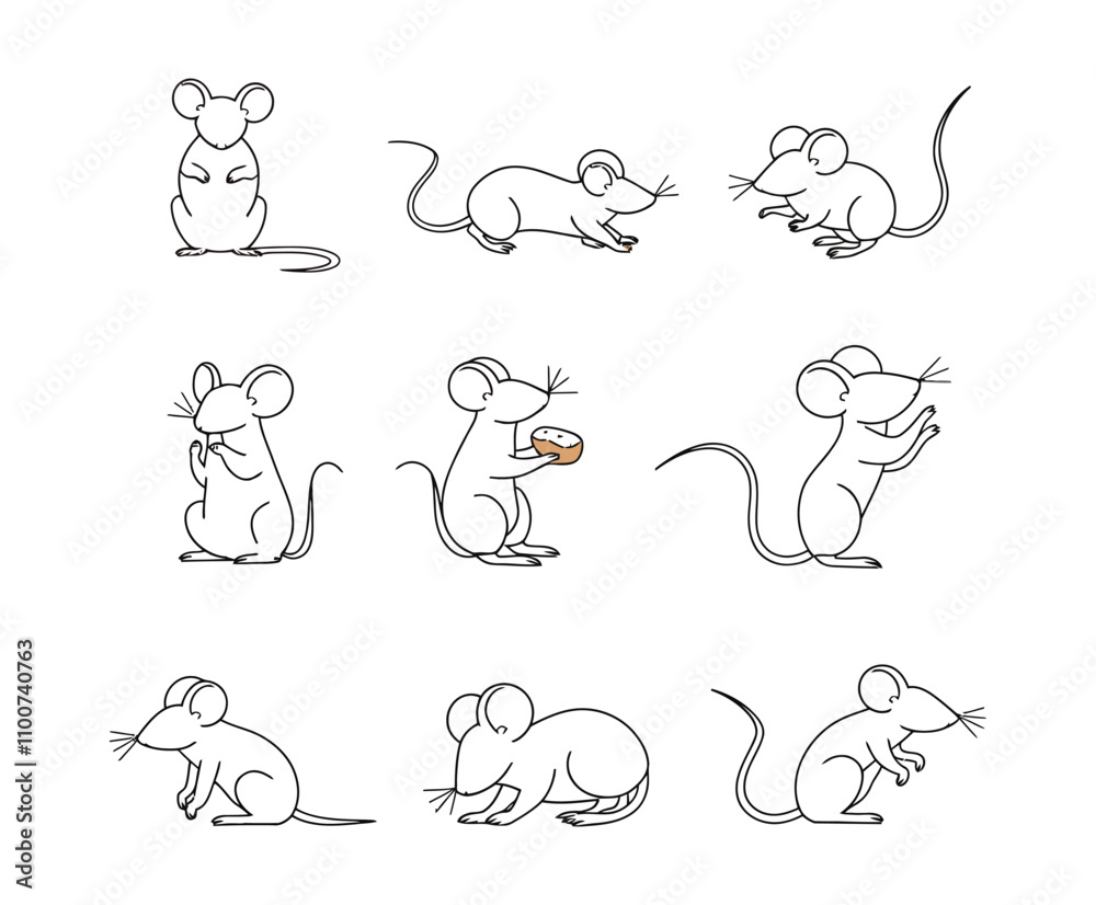 Obraz premium Elegant Mouse Outline Silhouette Template