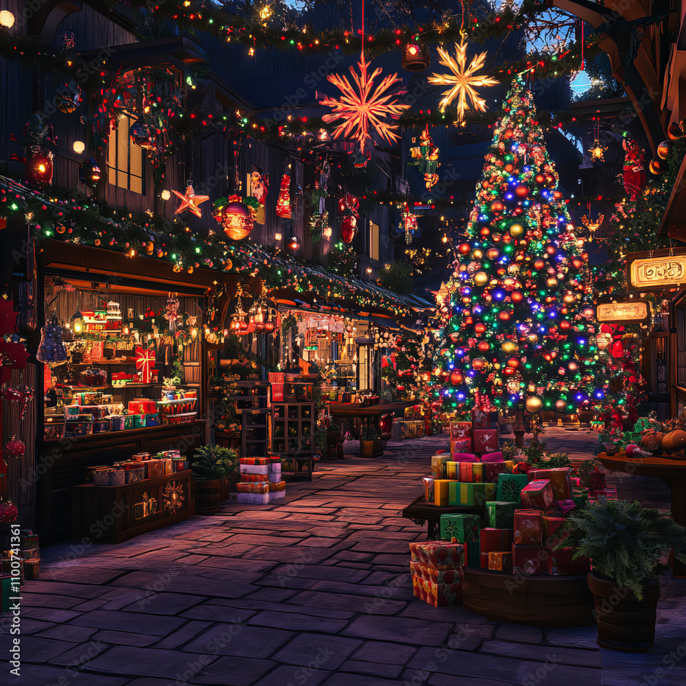 Obraz premium christmas tree at night