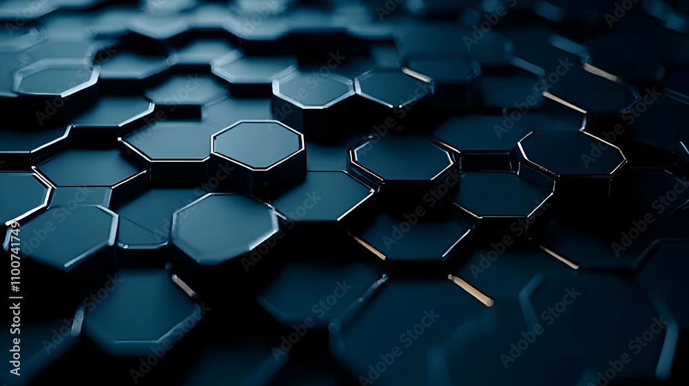 Obraz premium Dark Blue Hexagon 3D Illustration