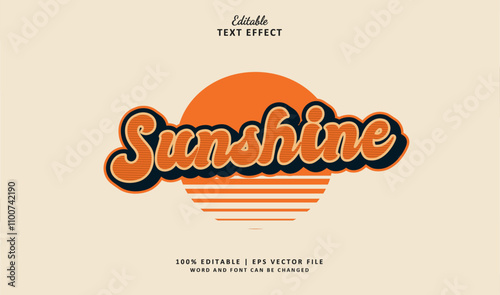 Sunshine Editable Text Effect Style 3d Vintage