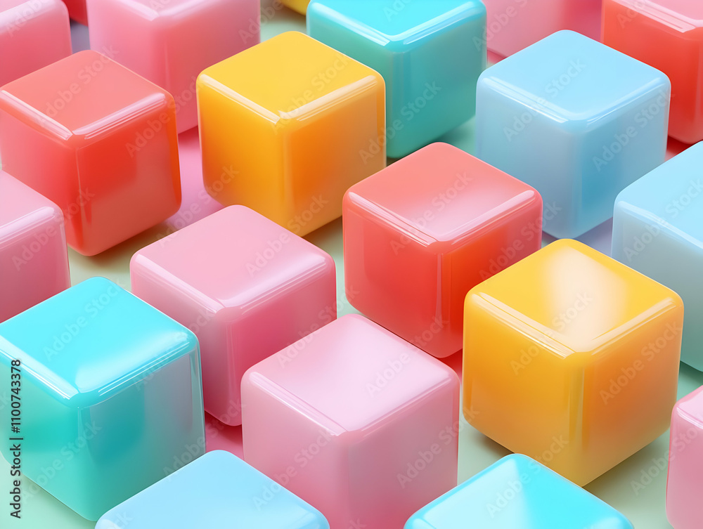 Obraz premium Pastel Cube 3D Illustration