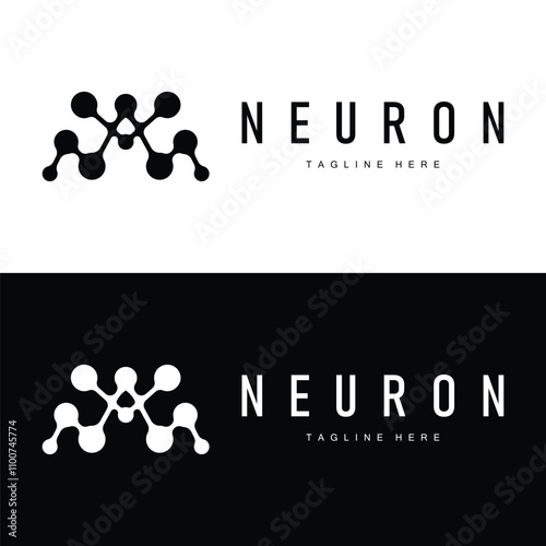 Neuron Logo Design Health Illustration DNA Molecule Nerve Cell Abstract Simple Illustration