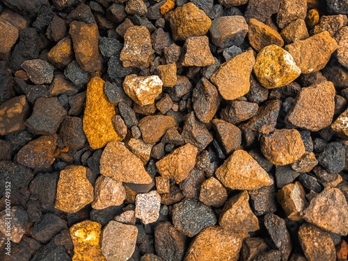 Gray gravel pattern with small pebble road stones, textured background, gravel, pattern. Rough seamless texture, construction material background.