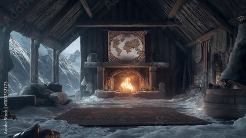 Cozy Viking Longhouse in Winter Wonderland - Fireplace, Mountains View photo