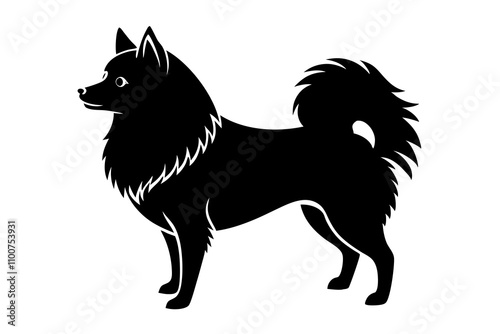 Japanese Spitz Dog Silhouette Vector Illustration