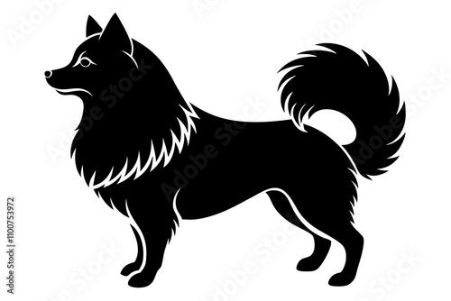 Japanese Spitz Dog Silhouette Vector Illustration