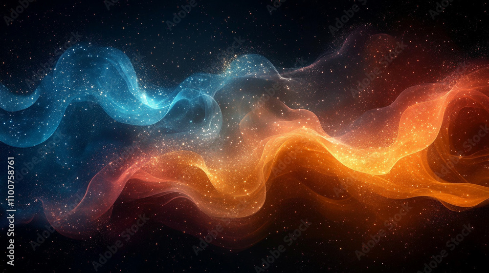 Fototapeta premium Vibrant abstract design with swirling patterns in bright orange teal and white creating a dynamic psychedelic effect with grainy texture capturing a sense of movement energy and bold expression