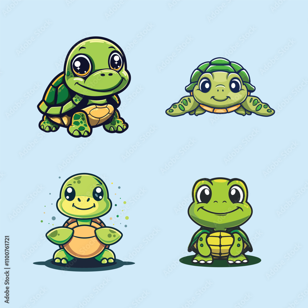 Obraz premium cute turtle vector logo illustration