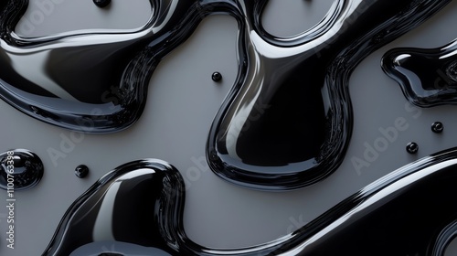 Wallpaper Mural Black and oily shapes with a 3D effect on a gray background.  Torontodigital.ca