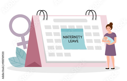 Paid parental leave employee benefit. Maternity leave concept.