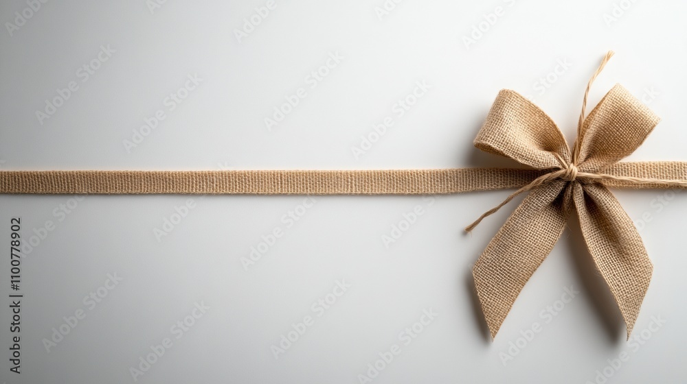 Fototapeta premium Beautiful rustic christmas bow clipart featuring burlap texture perfect for holiday decorations and crafts