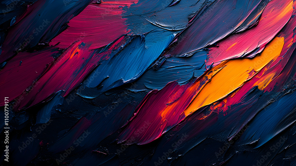 Obraz premium Abstract Impasto Painting, Vibrant Hues in Dynamic Strokes