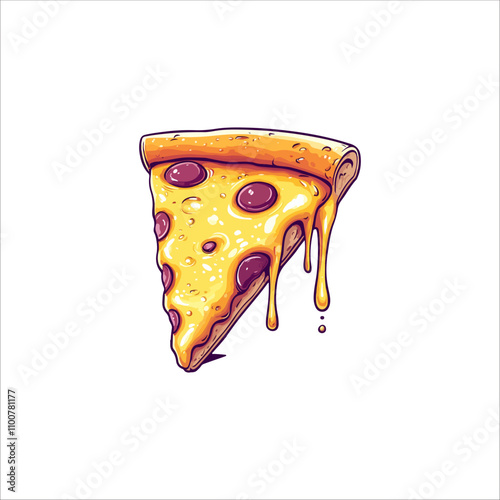 Pizza Vector illustration Clipart. Slice of pizza on a white background.