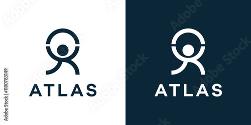 Modern Atlas logo. Vector illustration. Atlas logo line art